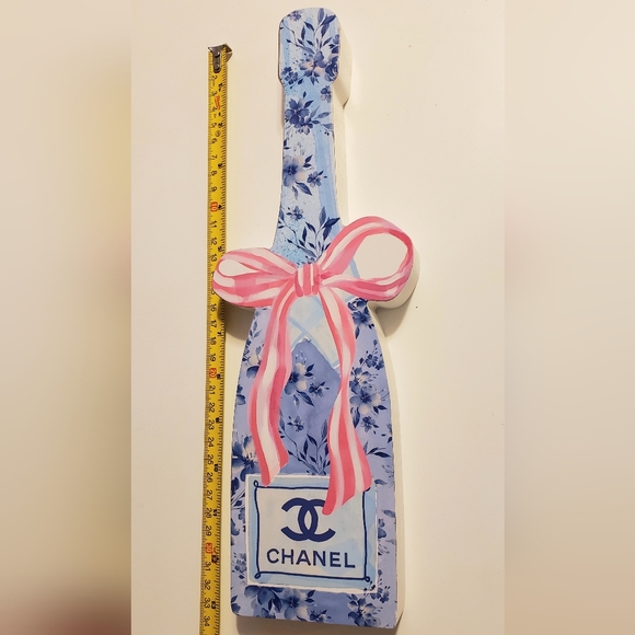 🆕️ CHANEL Pink and Blue Decorative Wooden Wall Art - Picture 1 of 3
